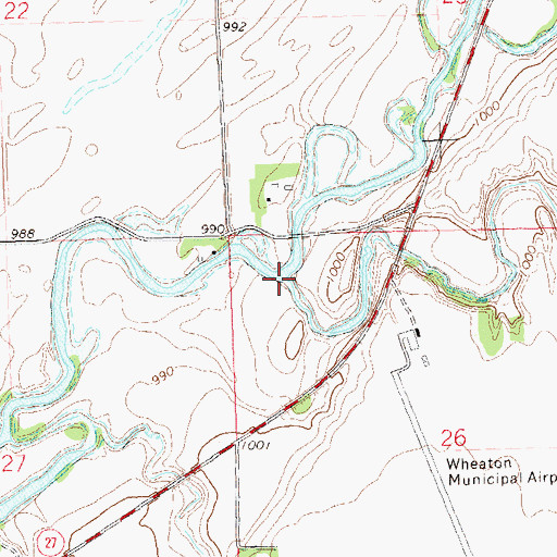 Topographic Map of Eighteenmile Creek, MN