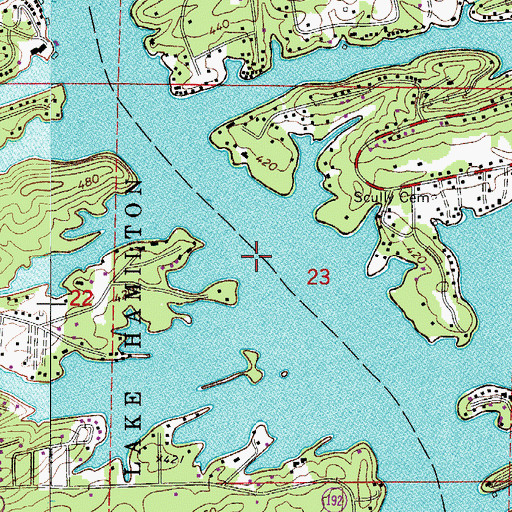 Topographic Map of Kaiser Ferry (historical), AR