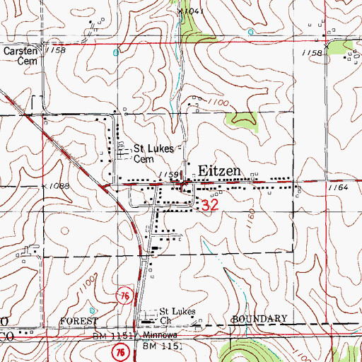 Topographic Map of Eitzen, MN