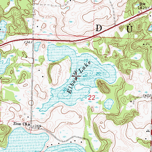 Topographic Map of Elbow Lake, MN