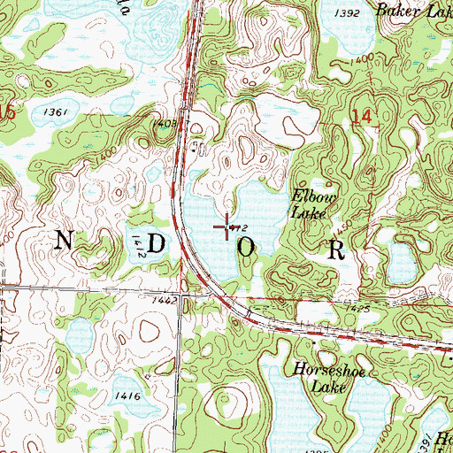 Topographic Map of Elbow Lake, MN