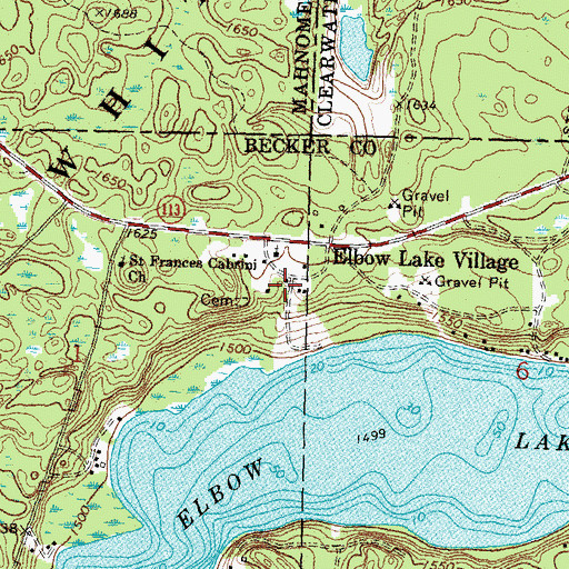 Topographic Map of Elbow Lake Village, MN