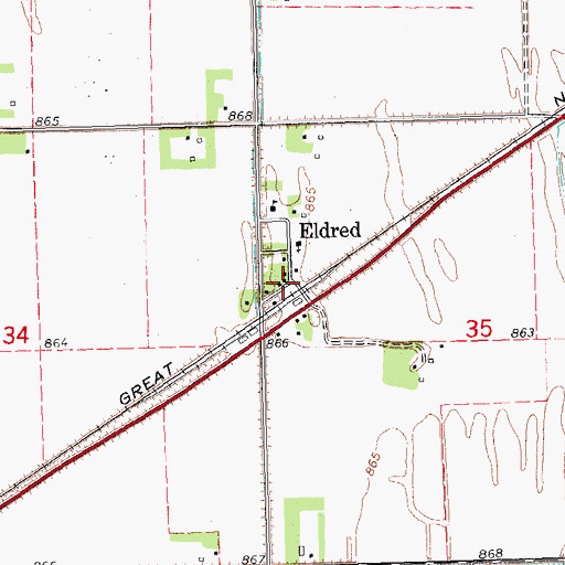 Topographic Map of Eldred, MN