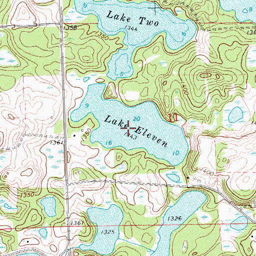 Topographic Map of Lake Eleven, MN