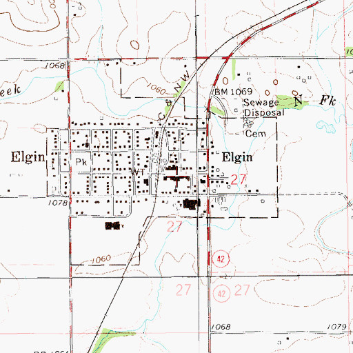 Topographic Map of Elgin, MN
