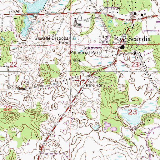 Topographic Map of Elim Cemetery, MN