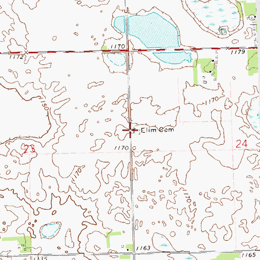 Topographic Map of Elim Cemetery, MN