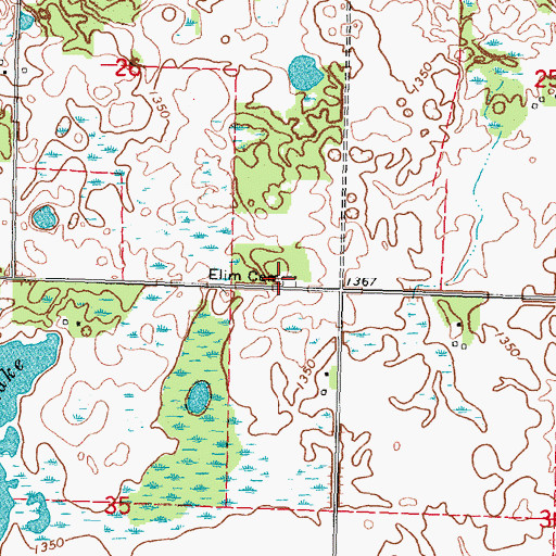 Topographic Map of Elim Cemetery, MN