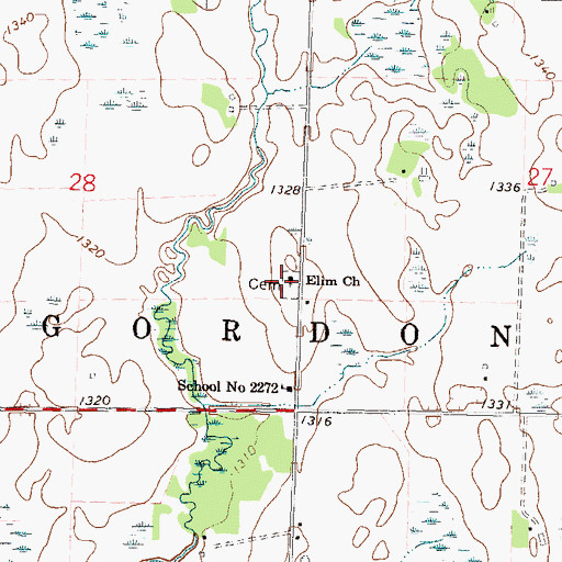 Topographic Map of Elim Church, MN