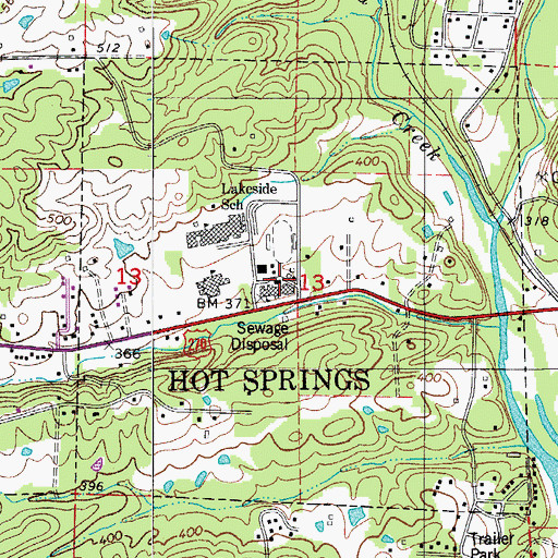 Topographic Map of Lakeside Elementary School, AR
