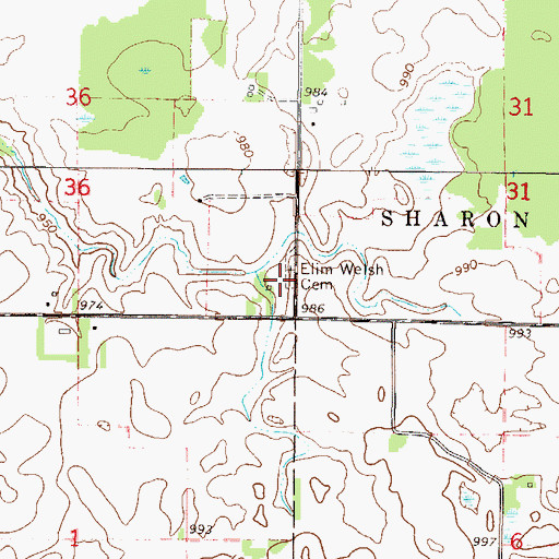 Topographic Map of Elim Welsh Cemetery, MN