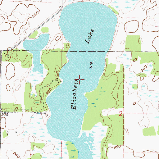 Topographic Map of Elizabeth Lake, MN