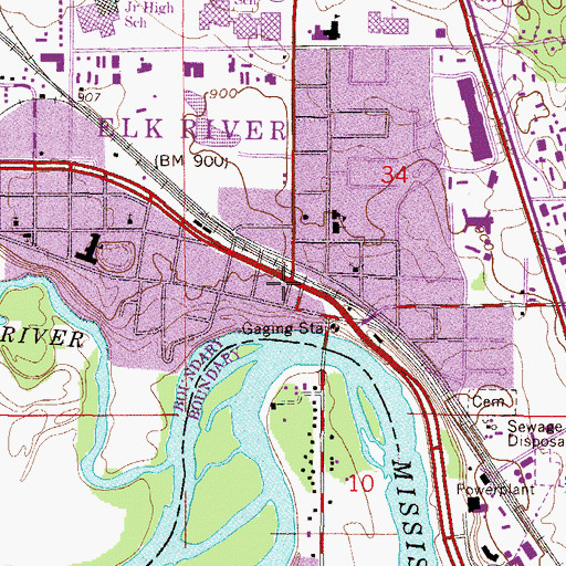 Topographic Map of Elk River, MN