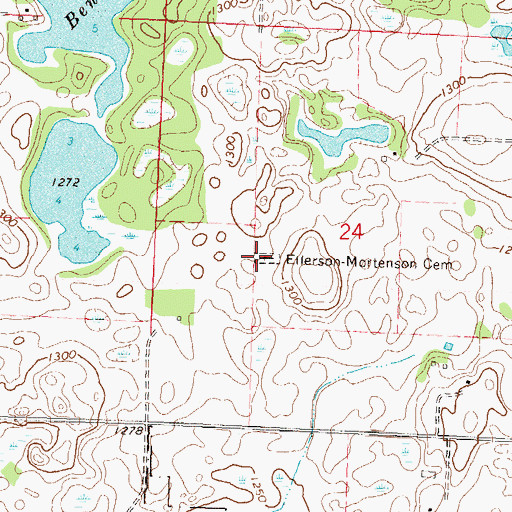 Topographic Map of Ellerson-Mortenson Cemetery, MN