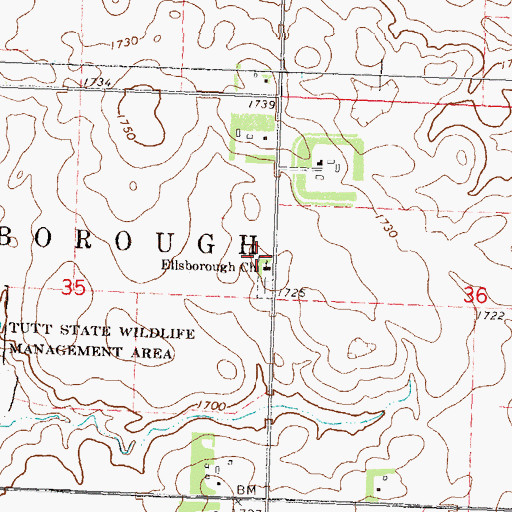 Topographic Map of Ellsborough Church, MN