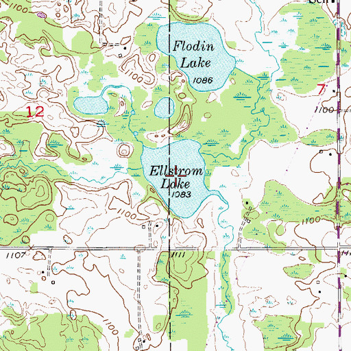 Topographic Map of Ellstrom Lake, MN