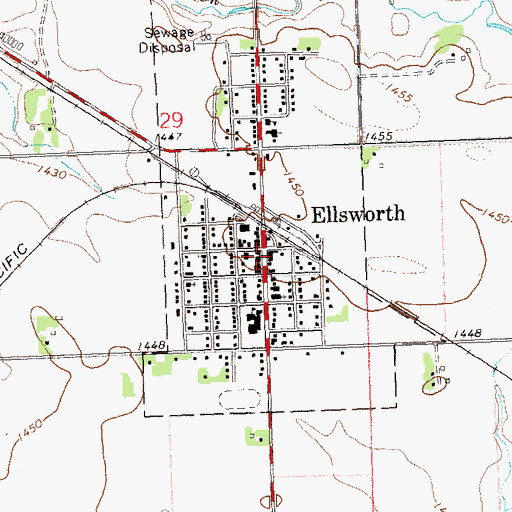 Topographic Map of Ellsworth, MN