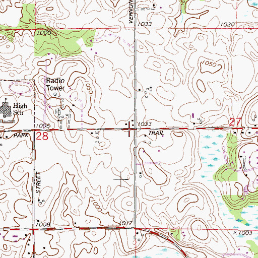 Topographic Map of Elm Hill School, MN