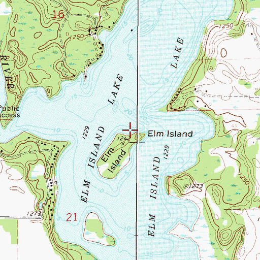 Topographic Map of Elm Island Lake, MN