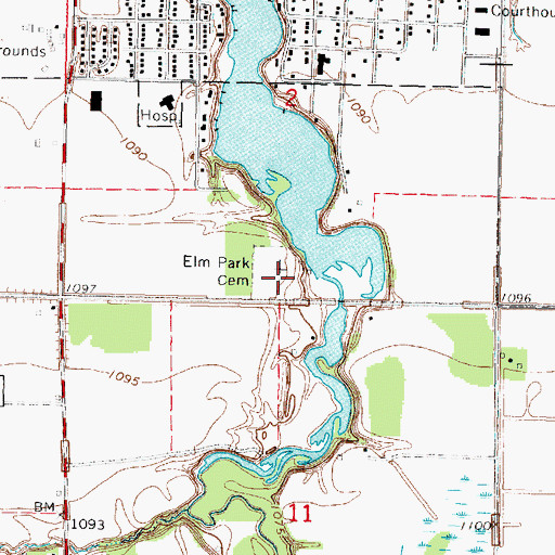 Topographic Map of Elm Park Cemetery, MN