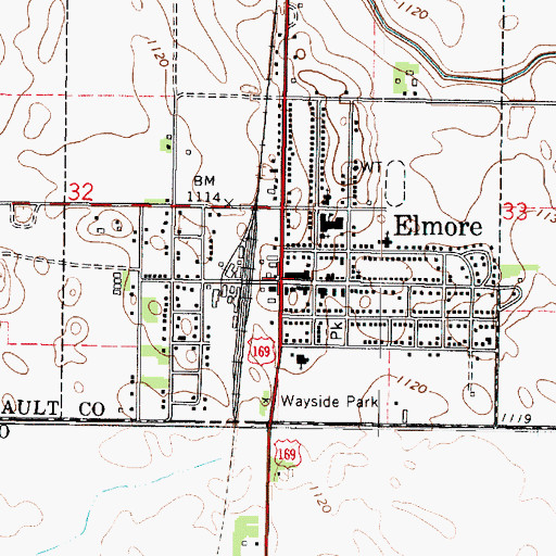 Topographic Map of Elmore, MN