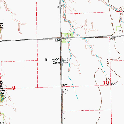 Topographic Map of Elmwood Cemetery, MN