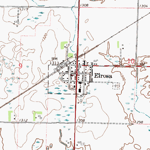 Topographic Map of Elrosa, MN