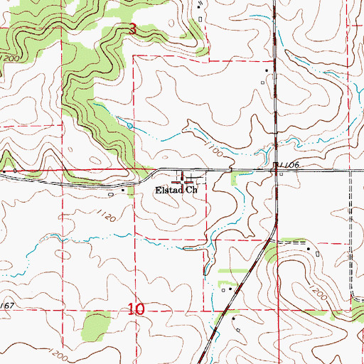 Topographic Map of Elstad Church, MN