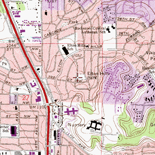 Topographic Map of Elton Hills Park, MN