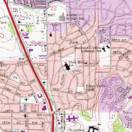 Topographic Map of Elton Hills School, MN