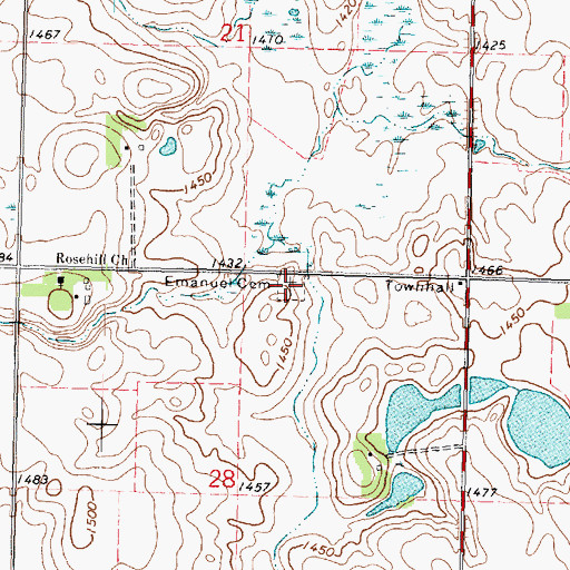 Topographic Map of Emanuel Cemetery, MN