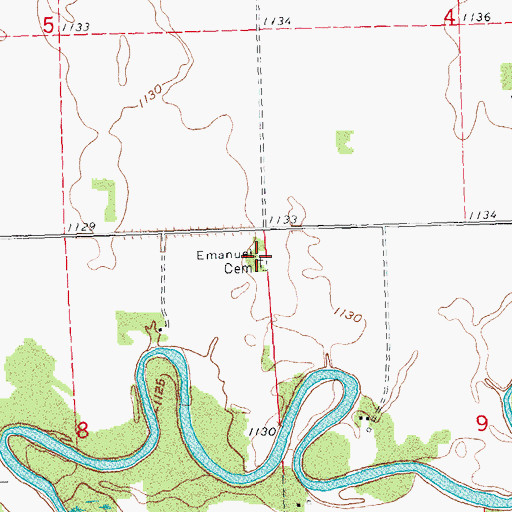 Topographic Map of Emanuel Cemetery, MN