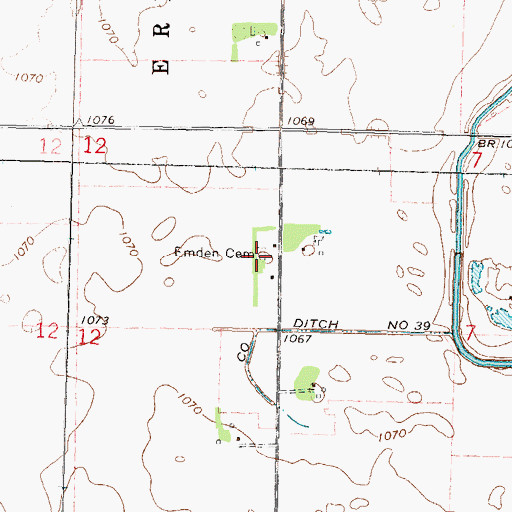 Topographic Map of Emden Cemetery, MN