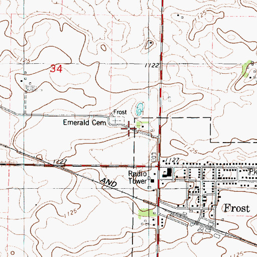 Topographic Map of Emerald Cemetery, MN