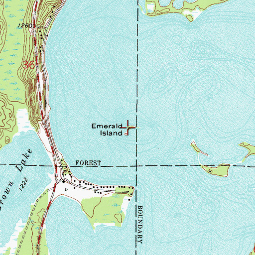 Topographic Map of Emerald Island, MN