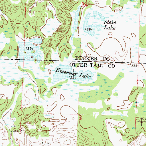 Topographic Map of Emerson Lake, MN