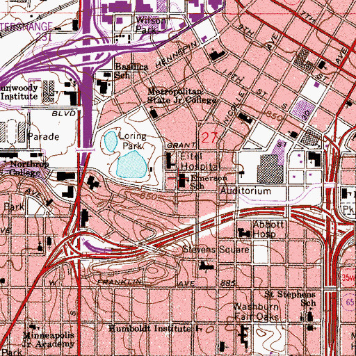 Topographic Map of Emerson Spanish Immersion School, MN
