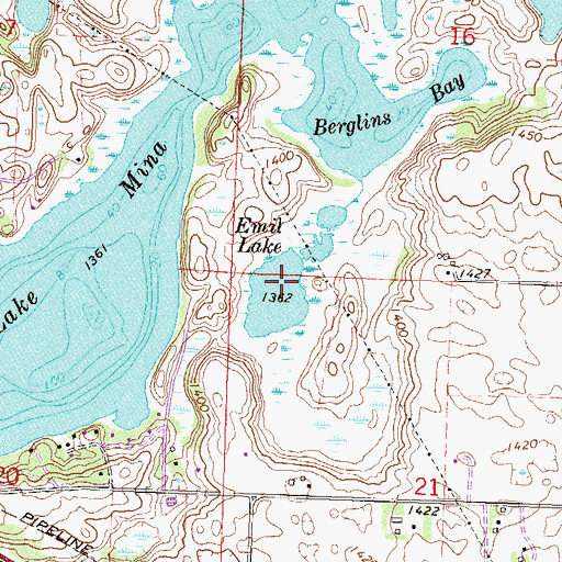 Topographic Map of Emil Lake, MN