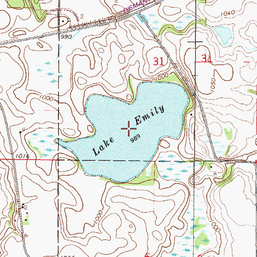 Topographic Map of Lake Emily, MN