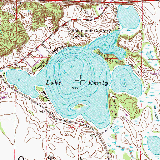 Topographic Map of Lake Emily, MN