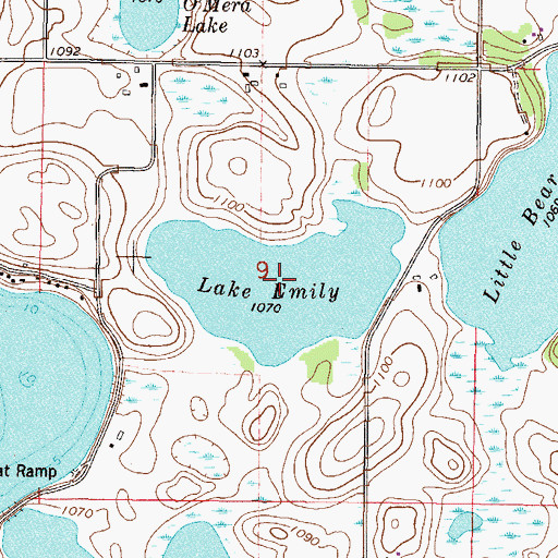 Topographic Map of Lake Emily, MN