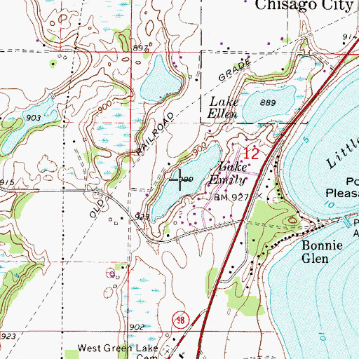 Topographic Map of Lake Emily, MN