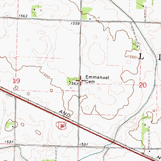 Topographic Map of Emmanuel Cemetery, MN