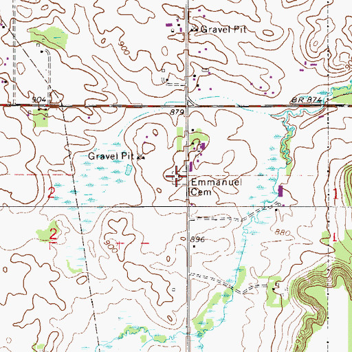 Topographic Map of Emmanuel Cemetery, MN