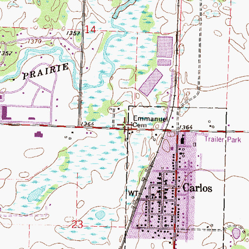 Topographic Map of Emmanuel Cemetery, MN