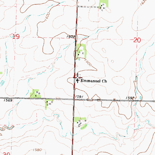 Topographic Map of Emmanuel Church, MN
