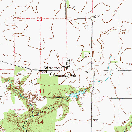 Topographic Map of Emmanuel Church, MN