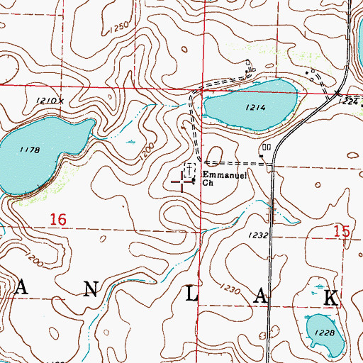 Topographic Map of Emmanuel Church, MN