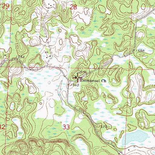 Topographic Map of Emmanuel Church, MN