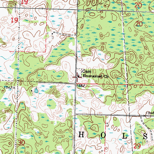 Topographic Map of Emmanuel Church, MN